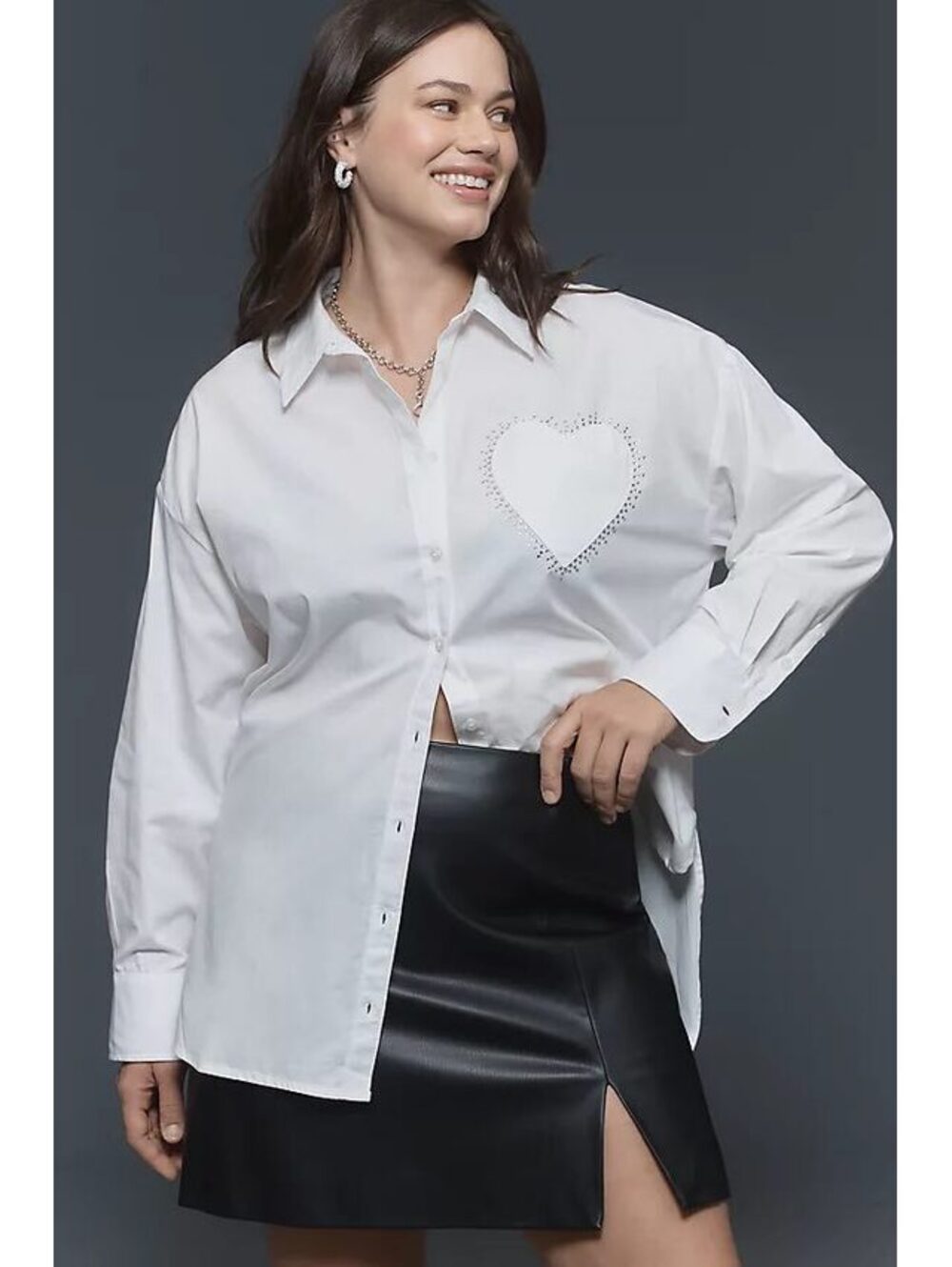 Anthropologie Maeve The Bennet Buttondown Heart Pocket Edition NWT 1X Plus